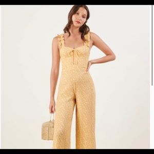 Reformation yellow floral jumpsuit